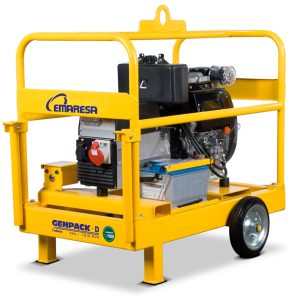 Generador eléctrico Genpack 10 kVA trifásico abierto con motor Lombardini diésel.