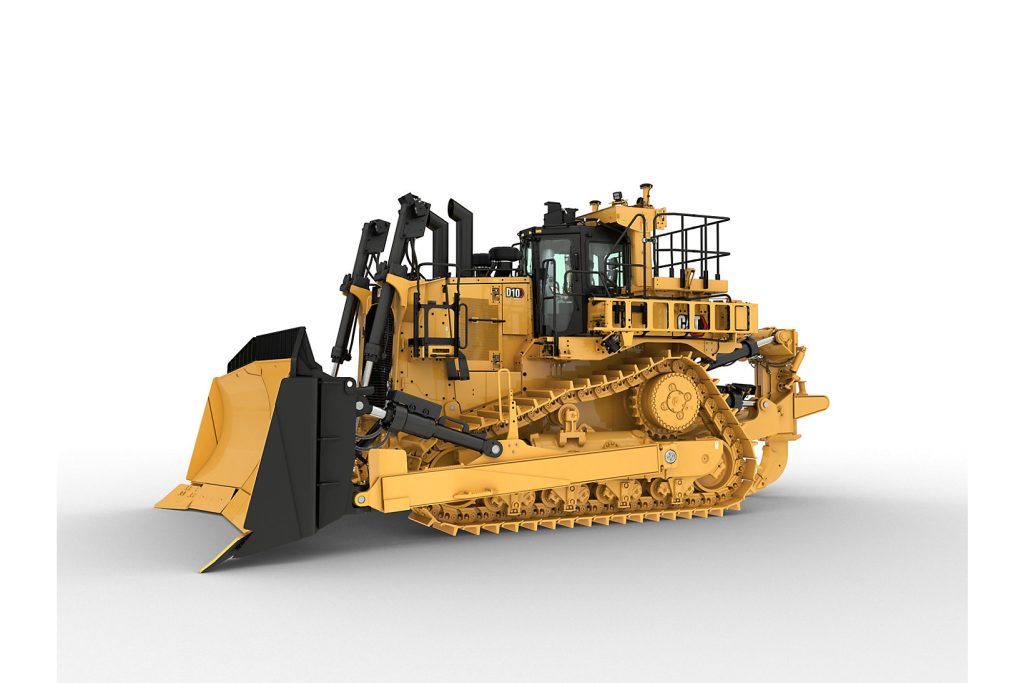 Bulldozer Caterpillar D10 operando en minería de gran escala para movimiento de material y preparación de terreno.